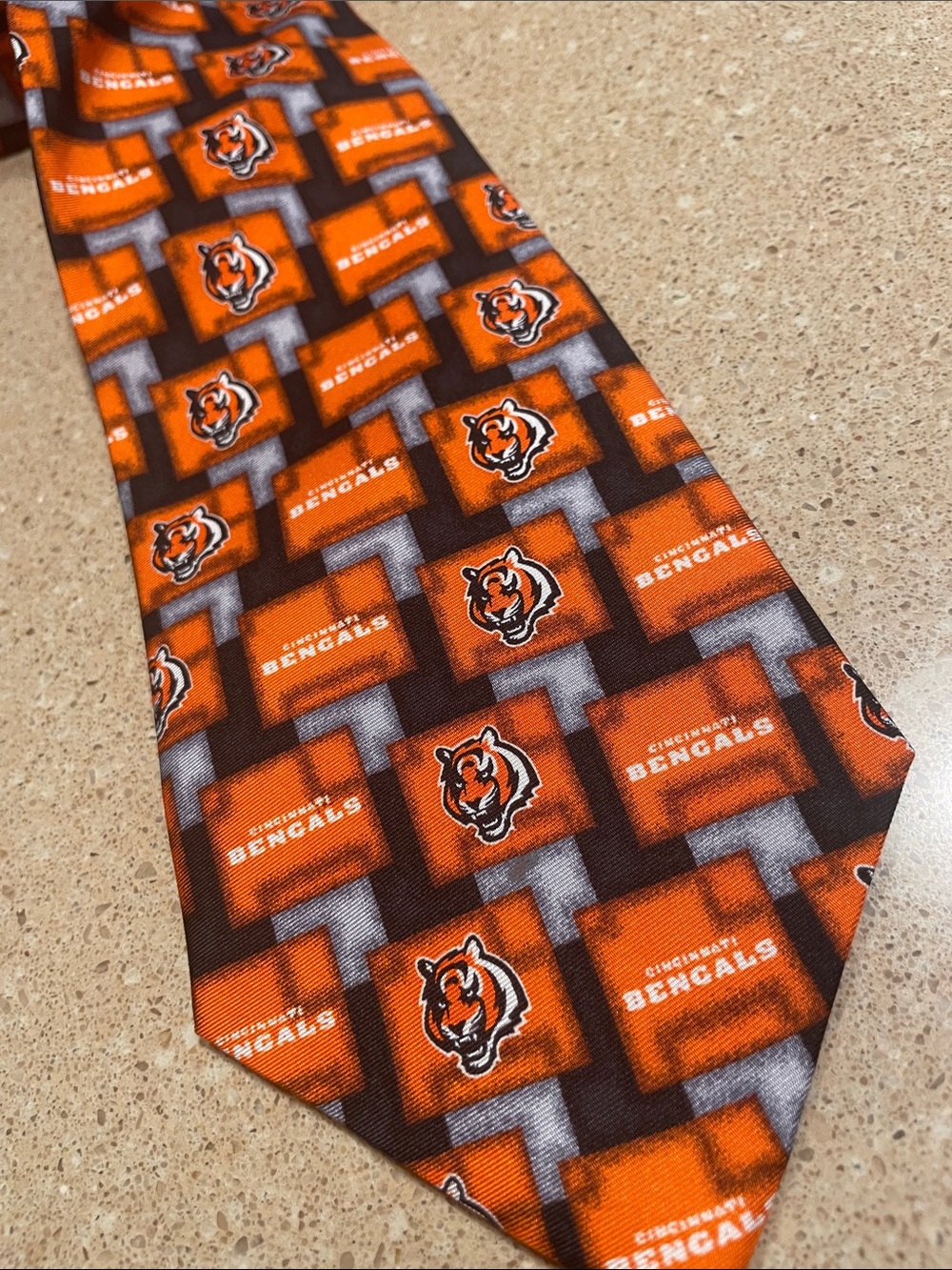 NFL Cincinnati Bengals Orange and Black Patterned Tie